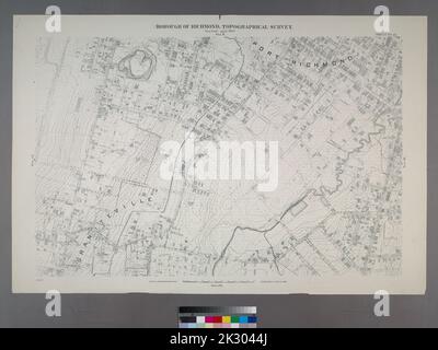 Karten, Karten, topografische Karten. 1906 - 1913. Lionel Pincus und Princess Firyal Map Division. Staten Island (New York, New York) Blatt Nr. 15. Inklusive Port Richmond und Graniteville. Borough of Richmond, topographische Übersicht. Stockfoto