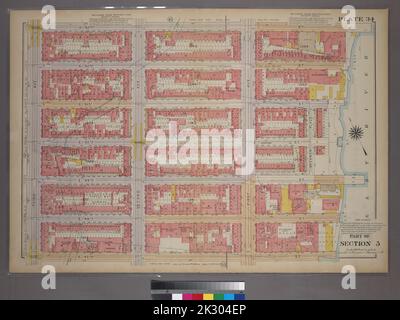 Kartografisch, Karten. 1920. Lionel Pincus und Prinzessin Firyal Map Division. Manhattan (New York, N.Y.), Immobilien , New York (Bundesstaat) , New York, New York (N.Y.) Platte 34, Teil von Abschnitt 5: Begrenzt durch E. 53. Street, First Avenue, E. 47. Street und Third Avenue. Stockfoto