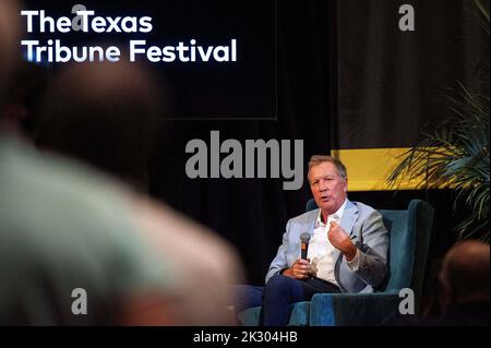 Austin, Texas, USA. 23. September 2022. John Kasich ehemaliger Gouverneur von Ohio beim Texas Tribune Festival, Central Presbyterian Church in Austin, Texas. Mario Cantu/CSM/Alamy Live News Stockfoto