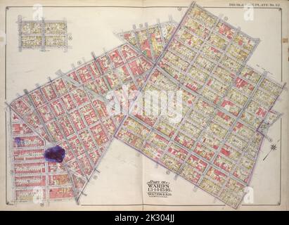 E.B. Hyde & Co. Kartografisch, Karten. 1916. Lionel Pincus und Prinzessin Firyal Map Division. Brooklyn (New York, N.Y.), Immobilien , New York (Staat) , New York Brooklyn, Vol. 1, 2. Teil, Doppelseitenplatte Nr. 32; Teil der Stationen 13, 14, 15, 16, Abschnitt 8, 9, 10; Karte begrenzt durch Marcy Ave., Metropolitan Ave., Havemeyer St., Withers St., Union Ave., Richardson St., Manhattan Ave., Withers St., Humbolt St.; Einschließlich Skillman Ave., Old Woodpoint Rd., Bushwick Ave., Ten Eyck St., Union Ave., Heyward St., Marcy Ave.; Sub Plan Map begrenzt durch Richardson St., Humbolt St., Withers St., Manhattan Ave Stockfoto