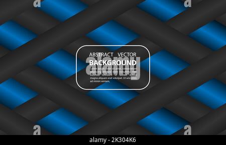 Ein abstrakter Hintergrund mit schwarzen und blauen geometrischen Formen und bearbeitbarem Text Stock Vektor