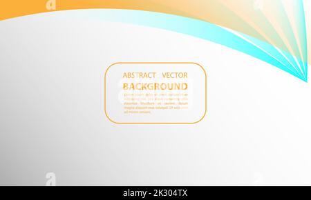 Weißer abstrakter Hintergrund mit orangefarbenen und blauen Wellenformen oben und bearbeitbarem Text Stock Vektor