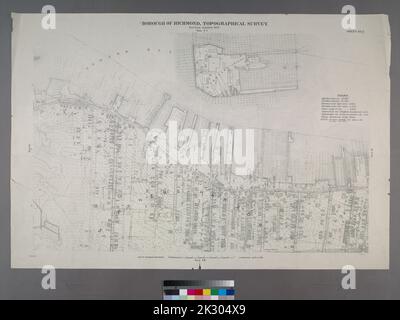 Karten, Karten, topografische Karten. 1906 - 1913. Lionel Pincus und Princess Firyal Map Division. Staten Island (New York, New York) Blatt Nr. 7. Enthält Shooter's Island und Mariner's Harnor. Borough of Richmond, topographische Übersicht. Stockfoto