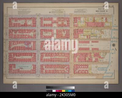 Kartografisch, Karten. 1921. Lionel Pincus und Prinzessin Firyal Map Division. Manhattan (New York, N.Y.), Immobilien , New York (Bundesstaat) , New York, New York (N.Y.) Platte 37, Teil von Abschnitt 6: Begrenzt durch E. 105. Street, First Avenue, E. 100. Street und Third Avenue. Stockfoto