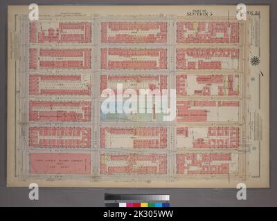 Kartografisch, Karten. 1921. Lionel Pincus und Prinzessin Firyal Map Division. Manhattan (New York, N.Y.), Immobilien , New York (Bundesstaat) , New York, New York (N.Y.) Platte 22, Teil von Abschnitt 5: Begrenzt durch E. 71. Street, Avenue A, E. 65. Street und Third Avenue. Stockfoto