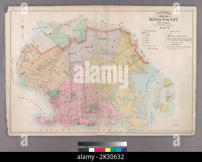 F. Bourquin & Co. Kartografisch, Karten. 1890. Lionel Pincus und Prinzessin Firyal Map Division. Brooklyn (New York, N.Y.), Immobilien , New York (Bundesstaat) , New York Übersichtskarte & Indexkarte Kings County, New York. Stockfoto
