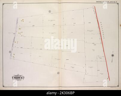 Kartografisch, Karten. 1918. Lionel Pincus und Prinzessin Firyal Map Division. Queens (New York, N.Y.), Immobilien , New York (Bundesstaat) , New York , Queens (Borough) Queens, Vol. 1A, Doppelseite Plate No. 9; Teil von ward 4 Jamaica. Karte begrenzt durch Springfield Blvd., Boundary Line of City of New York Stockfoto