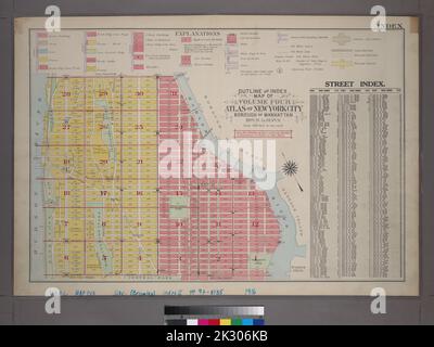 Kartografisch, Karten. 1914. Lionel Pincus und Prinzessin Firyal Map Division. Manhattan (New York, N.Y.), Immobilien , New York (Bundesstaat) , New York Umriss- und Indexkarte von Band vier, Atlas of New York City, Borough of Manhattan, 110. St. bis 145. St. Stockfoto