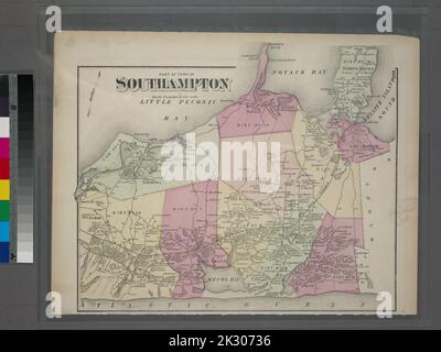 Kartografisch, Karten. 1873. Lionel Pincus und Prinzessin Firyal Map Division. Long Island (New York) , Beschreibung und Reise Teil der Stadt Southampton. Stockfoto