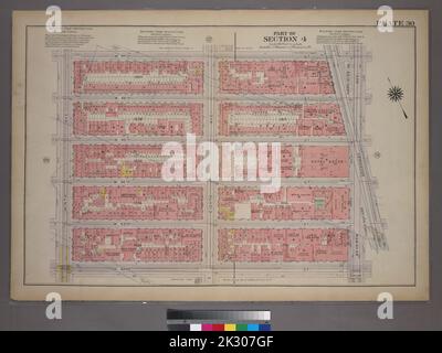 Kartografisch, Karten. 1920. Lionel Pincus und Prinzessin Firyal Map Division. Manhattan (New York, N.Y.), Immobilien , New York (Bundesstaat) , New York, New York (N.Y.) Tafel 30, Teil von Abschnitt 4: Begrenzt durch W. 47. Street, Seventh Avenue, W. 42. Street und Ninth Avenue. Stockfoto