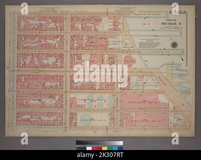 Kartografisch, Karten. 1920. Lionel Pincus und Prinzessin Firyal Map Division. Manhattan (New York, N.Y.), Immobilien , New York (Bundesstaat) , New York, New York (N.Y.) Tafel 11, Teil von Abschnitt 3: Begrenzt durch E. 26. Street, First Avenue, E. 24. Street, Avenue A, E. 23. Street, Exterior Street, E. 20. Street und Second Avenue. Stockfoto