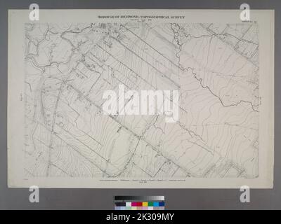 Karten, Karten, topografische Karten. 1906 - 1913. Lionel Pincus und Princess Firyal Map Division. Staten Island (New York, New York) Blatt Nr. 45. Umfasst New Springville, Bridge Avenue, Old Stone Road und Richmond Road. Borough of Richmond, topographische Übersicht. Stockfoto