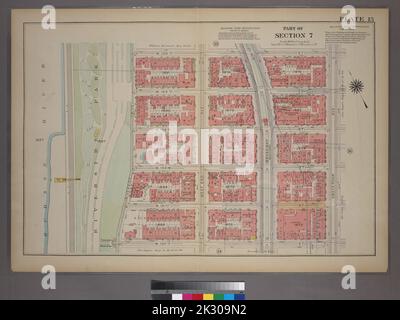 Kartografisch, Karten. 1921. Lionel Pincus und Prinzessin Firyal Map Division. Manhattan (New York, N.Y.), Immobilien , New York (Bundesstaat) , New York, New York (N.Y.) Platte 15, Teil von Abschnitt 7: Begrenzt durch die W. 105. Street, Amsterdam Avenue, W. 100. Street und (Riverside Park) Riverside Drive. Stockfoto