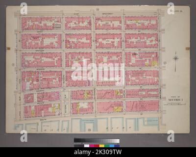 Kartografisch, Karten. 1899. Lionel Pincus und Prinzessin Firyal Map Division. Manhattan (New York, N.Y.), Immobilien , New York (Bundesstaat) , New York Plate 13, Teil von Abschnitt 1: Begrenzt durch East Broadway, Montgomery Street, (East River) South Street, Pike Slip und Pike Street Stockfoto