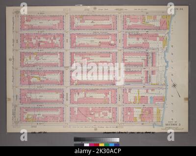 Kartografisch, Karten. 1899. Lionel Pincus und Prinzessin Firyal Map Division. Manhattan (New York, N.Y.), Immobilien , New York (Bundesstaat) , New York Plate 34, Teil von Abschnitt 5: Begrenzt durch E. 53. Street, (East River Piers) First Avenue, E. 47. Street und Third Avenue Stockfoto