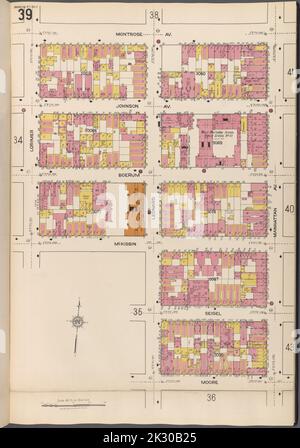 Kartografisch, Karten. 1884 - 1936. Lionel Pincus und Princess Firyal Map Division. Feuerversicherung , New York (Staat), Immobilien , New York (Staat), Städte & Orte , New York (Staat) Brooklyn V. 3, Plate No. 39 Karte begrenzt durch Montrose Ave., Manhattan Ave., Moore, Lorimer Stockfoto