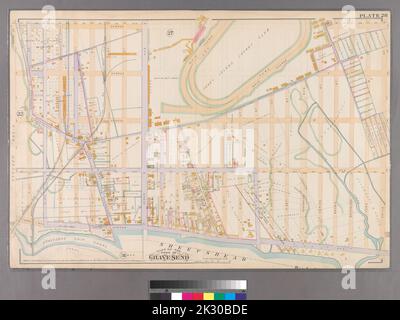 F. Bourquin & Co. Kartografisch, Karten. 1890. Lionel Pincus und Prinzessin Firyal Map Division. Brooklyn (New York, N.Y.), Immobilien , New York (Bundesstaat) , New York Plate 28: Begrenzt durch Avenue X, Coyle Street, Emmons Avenue, (Gravesend Ship Canal) Canal Avenue und E. 13. Street. Teil der Stadt Gravesend. Stockfoto