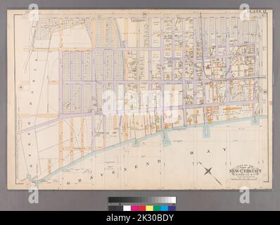 F. Bourquin & Co. Kartografisch, Karten. 1890. Lionel Pincus und Prinzessin Firyal Map Division. Brooklyn (New York, N.Y.), Immobilien , New York (Bundesstaat) , New York Plate 17: Begrenzt durch 86. Street, 20. Avenue, (Gravesend Bay) Crospey Avenue, 14. Avenue, Sharp Avenue, Dyker Basin Bulkhead Line und Waters Avenue. Teil der Stadt New Utrecht, Kings Co., N.Y. Stockfoto