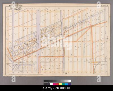 F. Bourquin & Co. Kartografisch, Karten. 1890. Lionel Pincus und Prinzessin Firyal Map Division. Brooklyn (New York, N.Y.), Immobilien , New York (Bundesstaat) , New York Plate 6: Begrenzt durch Avenue E, Coney Island Avenue, Franklin Avenue, E. 16. Street, Newkirk Avenue, Ocean Avenue, Avenue I und West Street. Teil der Stadt Flatbush, Kings Co., N.Y. Stockfoto