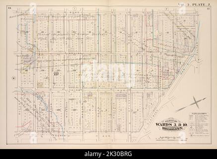 Kartografisch, Karten. 1880. Lionel Pincus und Prinzessin Firyal Map Division. Brooklyn (New York, N.Y.), Immobilien , New York (Bundesstaat) , New York Vol. 5. Plate, J. Karte in Richtung Bond St., Fulton St., Flatbush Ave., Fourth Ave., Butler St.; Einschließlich Nevins St., Hanover Pl., Third Ave., Baltic St., Warren St., Wyckoff St., Bergen St., Dean St., Pacific St., Atlantic Ave., State St., Schermerhorn St., Livingston St. Stockfoto