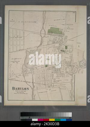 Kartografisch, Karten. 1873. Lionel Pincus und Prinzessin Firyal Map Division. Long Island (New York) , Beschreibung und Reise Babylon, Stadt Babylon, Suffolk Co. Stockfoto