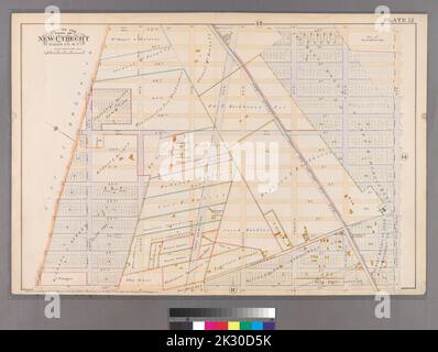 F. Bourquin & Co. Kartografisch, Karten. 1890. Lionel Pincus und Prinzessin Firyal Map Division. Brooklyn (New York, N.Y.), Immobilien , New York (Bundesstaat) , New York Plate 12: Begrenzt durch 4. Street, Fourteen Avenue, 58. Street, Eighth Avenue, 49. Street und Ninth Avenue. Teil der Stadt New Utrecht, Kings Co., N.Y. Stockfoto