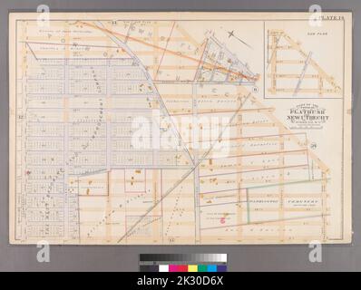 F. Bourquin & Co. Kartografisch, Karten. 1890. Lionel Pincus und Prinzessin Firyal Map Division. Brooklyn (New York, N.Y.), Immobilien , New York (Bundesstaat) , New York Plate 14: Begrenzt durch 39. Street, West Street, Twentyfirst Avenue, 58. Street und Fourteen Avenue. Teil der Städte Flatbush und New Utrecht, Kings Co., N.Y. Stockfoto