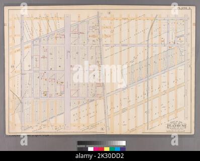 F. Bourquin & Co. Kartografisch, Karten. 1890. Lionel Pincus und Prinzessin Firyal Map Division. Brooklyn (New York, N.Y.), Immobilien , New York (Bundesstaat) , New York Plate 5: Begrenzt durch Avenue A, Ocean Avenue, Avenue E, E. 13. Street, Avenue D, Coney Island Avenue, Avenue E, West Street und Church Lane. Teil der Stadt Flatbush, Kings Co., N.Y. Stockfoto