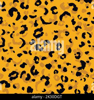 Abstraktes modernes Leopardenmuster. Tiere trendy Hintergrund. Orange und schwarz dekorative Vektor Stock Illustration für Druck, Karte, Postkarte Stock Vektor