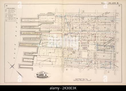 Kartografisch, Karten. 1880. Lionel Pincus und Prinzessin Firyal Map Division. Brooklyn (New York, N.Y.), Immobilien , New York (Bundesstaat) , New York Vol. 5. Plate, H. Karte gebunden an Atlantic Ave., Clinton St., Harrison St., East River; einschließlich Pacific St., Amity Street, Congress Street, Verandan Pl., Warren Street, Baltic Street, Columbia St., Hicks St., Henry St. Stockfoto