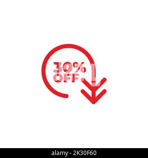 Vektor mit Pfeil nach unten in Prozent abwärts kreisen Stock Vektor