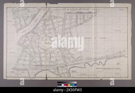 New York (New York). Topographisches Büro. Kartografisch, Karten. 1892 - 1895. Lionel Pincus und Princess Firyal Map Division. Bronx (New York, New York) Karte oder Plan von Abschnitt 18. Begrenzt durch Villa Avenue, Jerome Avenue, Van Cortlandt Street, New York & Harlem Railroad, Woodlawn Road und Potter Place. Abschnitt 18 der letzten Karten und Profile, der Stationen 23. und 24.. Stockfoto