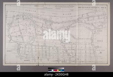 New York (New York). Topographisches Büro. Kartografisch, Karten. 1892 - 1895. Lionel Pincus und Princess Firyal Map Division. Bronx (New York, New York) Karte oder Plan von Abschnitt 16. Begrenzt durch Burnside Avenue, Jerome Avenue, E. 184. Street, Walton Avenue, Morris Avenue und Kingsbridge Road. Abschnitt 16 der letzten Karten und Profile, der Stationen 23. und 24.. Stockfoto