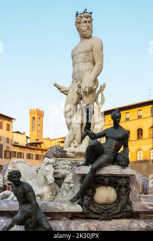 Italien, Toskana, Florenz, Neptunbrunnen auf der Piazza della Signoria Stockfoto