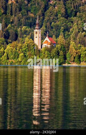 Slowenien, Oberkrain, Kirche, Kirche auf der Insel Bled Stockfoto