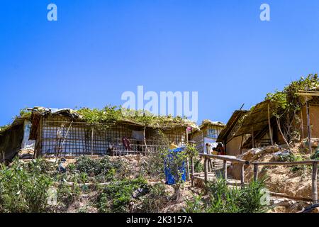 Landschaft des Flüchtlingslagers Balukhali Rohingya in Ukhia, Cox's Bazar, Bangladesch Stockfoto