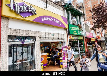 Bogota Colombia, Chapinero Norte Carrera 11, Restaurant Restaurants Dining Dining out Casual Cafe Cafes Bistro Bistros Essen, Tipicas Empanadas Speci Stockfoto