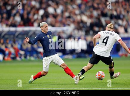 Saint-Denis in der Nähe von Paris, Frankreich. 22. September 2022. Antoine Griezmann (FRA) Fußball/Fußball : UEFA Nations League Ein Gruppenspiel zwischen Frankreich 2-0 Österreich im Stade de France in Saint-Denis bei Paris, Frankreich . Quelle: AFLO/Alamy Live News Stockfoto