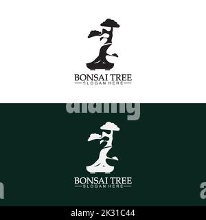 Bonsai Logo Design Silhouette Symbol Vektor Stock Vektor