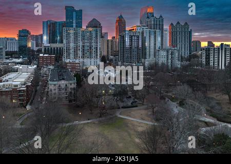 Der Sonnenuntergang in Atlanta Stockfoto