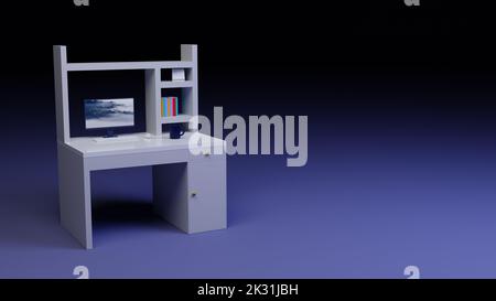3D Rendern isolierte Workstation-Design, trendige Website Banner Hintergrund-Design, am besten für Web-Banner oder Werbung und Promotion Stockfoto