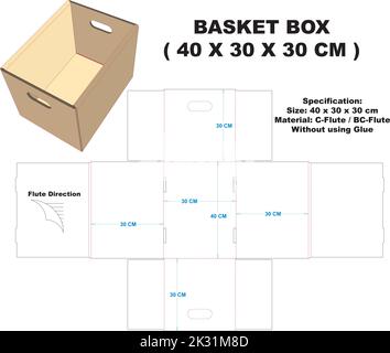 Sehr starke, flexible und vielseitige Korbbox. Diese Box kann für Spielzeugkästen, Bürogeräte-Boxen und andere verwendet werden. Stock Vektor