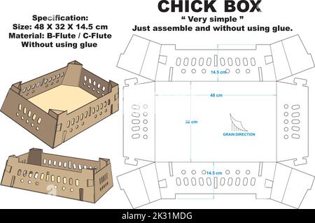 Küken Box Dieline Stock Vektor