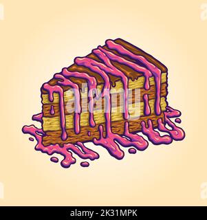 Köstliche Geburtstagstorte Slice Illustration Vektor-Illustrationen für Ihre Arbeit Logo, Merchandise T-Shirt, Aufkleber und Label-Designs, Poster Stock Vektor
