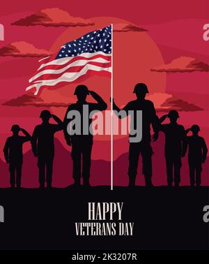 „Happy Veterans Day“-Lettering-Karte Stock Vektor