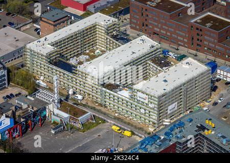 Luftaufnahme, Studentenwohnheim Dortmund U am Emil-Moog-Platz, Dorstfelder Brücke, Dortmund, Ruhrgebiet, Nordrhein-Westfalen, Deutschland, Cons Stockfoto