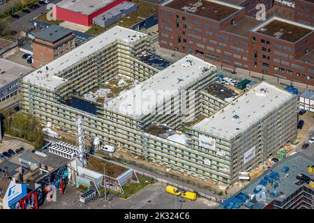 Luftaufnahme, Studentenwohnheim Dortmund U am Emil-Moog-Platz, Dorstfelder Brücke, Dortmund, Ruhrgebiet, Nordrhein-Westfalen, Deutschland, Cons Stockfoto