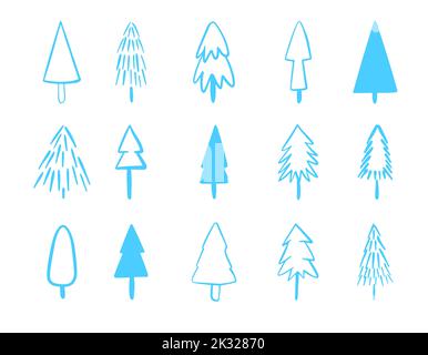 Vektor blau Satz von weihnachtsbaum-Symbole. Stock Vektor