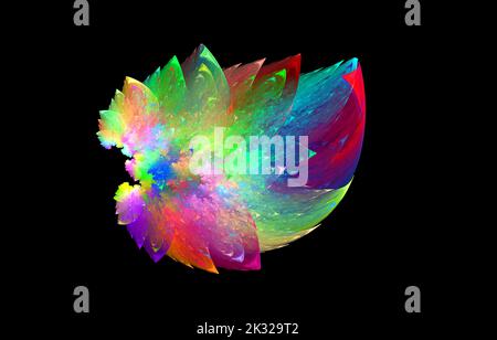 Abstrakte künstliche Blume auf schwarzem Hintergrund, Regenbogenvielfalt Stockfoto