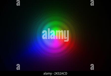 Abstraktes blaues Glas auf schwarzem Hintergrund, unbekannte wissenschaftliche Details Stockfoto